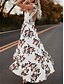 preiswerte Ausgefallene Kleider-Damen A Linie Kleid Weiß Schwarz Ärmellos Blumen Sommer V-Ausschnitt Elegant Freizeit 2021 S M L XL