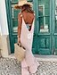 abordables Dresses-Femme Robe à Bretelles Robe longue maxi Rose Claire Sans Manches Imprimé Eté Col en V Elégant 2021 S M L XL XXL