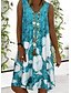 cheap Casual Dresses-Women&#039;s Midi Dress T Shirt Dress Tee Dress Shift Dress Floral Dress Blue Gray Floral Sleeveless Summer Spring Print Fashion V Neck Vacation 2023 S M L XL XXL 3XL 4XL 5XL