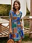 preiswerte Ausgefallene Kleider-Damen Hemdkleid Knielanges Kleid Kurzarm Geometrisch Sommer Freizeit 2021 Blau Rote Orange S M L XL