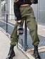 abordables Pants-Femme basique A Volants Chino Pantalon cargo Pantalon Couleur Pleine Taille médiale Ample Vert Véronèse Noir Gris Blanche S M L XL XXL
