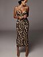 cheap Bodycon Dresses-Women&#039;s Strap Dress Maxi long Dress Sleeveless Leopard Animal Summer Hot Sexy 2021 Khaki Brown S M L
