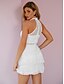 preiswerte Elegantes Damenkleid-Damen A Linie Kleid Minikleid Weiß Purpur Ärmellos Volltonfarbe Spitze Sommer Rundhalsausschnitt Elegant Boho 2021 S M L