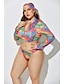 cheap Plus Size Swimwear-Women&#039;s Tankini Swimsuit Print Rainbow Color Block Light Blue Blue Yellow Blushing Pink Green Swimwear Bathing Suits / Padless