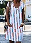 billige Minikjoler-Dame Skiftkjole Knelang kjole Blå Regnbue Hvit Kortermet Stripet Sommer V-hals Fritid Mumu 2021 S M L XL XXL 3XL 4XL 5XL