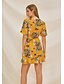 cheap Dresses-Women&#039;s Sundress Short Mini Dress Yellow Short Sleeve Floral Layered Summer V Neck Elegant Mumu 2021 S M L XL XXL
