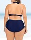 billige Plus Størrelser Badetøj-Dame Badetøj Bikini badedragt Farveblok Navyblå Badetøj Badedragter