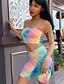 cheap Two Piece Sets-2020 SUMMER Tie Dye Rainbow Tunbe One Piece Sets