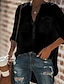cheap Tops &amp; Blouses-Women&#039;s Blouse Shirt Solid Colored Long Sleeve V Neck Tops White Black