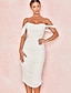cheap Elegant Dresses-Women&#039;s Wrap Dress Midi Dress White Sleeveless Solid Color Backless Ruched Summer Off Shoulder Hot Elegant Formal 2021 S M L