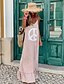 abordables Dresses-Femme Robe à Bretelles Robe longue maxi Rose Claire Sans Manches Imprimé Eté Col en V Elégant 2021 S M L XL XXL