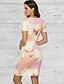 abordables Robes moulantes-Femme Robe Fourreau Robe Midi Manches Courtes Teinture par Nouage Eté Elégant 2021 Bleu Orange S M L XL