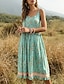 cheap Boho Dresses-Women&#039;s Swing Dress Knee Length Dress Green Beige Sleeveless Geometric Summer Strap Chic &amp; Modern 2021 S M L XL