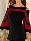 abordables Tops &amp; Blouses-Mujer Blusa Camisa Floral Bloques Flor Cortado Escote Redondo Tops Top básico Negro Azul Piscina Rojo