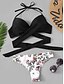 cheap Bikini-Women&#039;s Swimwear Bikini Swimsuit Criss Cross Strappy Wrap Floral Pink Wine Black Green White Swimwear Strap Bathing Suits / Print / Padded Bras / Print