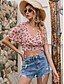 economico Tops &amp; Blouses-Per donna Blusa Camicia Fantasia floreale Fiore decorativo A V Top Essenziale Stile da spiaggia Top basic Rosa