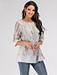 cheap T-Shirts-Women&#039;s Blouse Geometric Half Sleeve Causal Tops Lace Gray