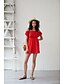 economico Dresses-Per donna Prendisole Mini abito corto Rosso Manica corta Tinta unica Increspato Estate Senza spalline Elegante Casuale 2021 S M L XL XXL