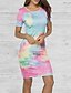 cheap Bodycon Dresses-Women&#039;s Sheath Dress Midi Dress Short Sleeve Tie Dye Summer Elegant 2021 Blue Orange S M L XL