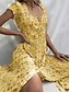 cheap Midi Dresses-Women&#039;s Long Dress Maxi Dress Shift Dress Floral Dress Purple Pink Yellow Beige Light Blue Short Sleeve Print Floral Square Neck Fall Spring Boho Hot 2022 Loose Fit S M L XL XXL 3XL / Summer