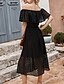 cheap Elegant Dresses-Women&#039;s A Line Dress Midi Dress Black Yellow Blushing Pink Short Sleeve Solid Color Summer Off Shoulder Sexy 2021 S M L XL