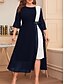 cheap Plus Size Dresses-Women&#039;s Plus Size Color Block A Line Dress Round Neck 3/4 Length Sleeve Work Casual Comfortable Fall Spring Dailywear Work Midi Dress Dress / Summer