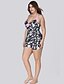 cheap Plus Size Swimwear-Women&#039;s One Piece Tankini Swimsuit Animal White Black Swimwear Bathing Suits / Padded Bras