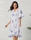 cheap Boho Dresses-Women&#039;s Swing Dress Knee Length Dress White Half Sleeve Geometric Summer V Neck Casual 2021 S M L XL
