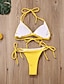 cheap Tankini-Women&#039;s Bikini Swimsuit Strappy Wrap Yellow Green White Black Swimwear Halter V Neck Bathing Suits Sexy / Padded Bras