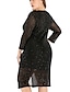 cheap Plus Size Dresses-Women&#039;s Knee Length Dress A Line Dress Black Long Sleeve Solid Color V Neck Summer Casual Sexy 2021 Regular Fit XL XXL 3XL 4XL 5XL / Plus Size