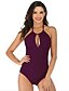 cheap One-Pieces-Women&#039;s Swimwear One Piece Normal Swimsuit Halter Tummy Control Slim Solid Colored Black Red Dusty Blue Purple Green Bathing Suits