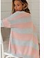 abordables Sweaters &amp; Cardigans-Femme Cardigan Rayé Manches Longues Pull Cardigans Col en V Rose Claire