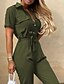 cheap Women&#039;s Jumpsuits-Women&#039;s Jumpsuit Striped Casual Casual Daily Short Sleeve Regular Fit White Black Army Green S M L Summer