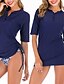 cheap Beach Dresses-Women&#039;s Rashguard Swimsuit Elastane Swimwear UV Sun Protection Quick Dry Stretchy Half Sleeve 2 Piece - Swimming Surfing Snorkeling Summer