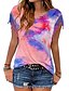 cheap T-Shirts-Women&#039;s Tie Dye Daily Short Sleeve T shirt Tee Round Neck Tops Blue Purple Light Green S / Summer