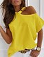 cheap T-Shirts-Women&#039;s T shirt Tee Blouse Solid Colored Sexy Dolman Sleeve Black Yellow Red Asymmetric Short Sleeve Casual Daily Holiday Vacation Vintage Adorable Round Neck Off Shoulder Loose Fit Summer