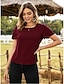 abordables Tops &amp; Blouses-Mujer Blusa Camisa Un Color Escote Redondo Tops Top básico Azul Piscina Rojo Amarillo