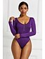 cheap Jumpsuits &amp; Rompers-Women&#039;s Bodysuit Zentai Jumpsuit Solid Colored Solid Color U Neck Ordinary Basic Tops White Black Purple
