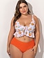 cheap Tankini-Women&#039;s Tankini Swimsuit Floral Orange Swimwear Bathing Suits