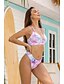 cheap Bikini-Women&#039;s One Piece Swimsuit Print Geometric Purple Swimwear Strap Bathing Suits