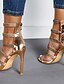 preiswerte Sandals-Damen Sandalen Täglich High Heel Sandalen Sommer Strass Pumps Peep Toe PU Reißverschluss Gold