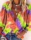 economico Tops &amp; Blouses-Per donna Blusa Camicia Colorato a macchie Manica lunga Colletto Top Fucsia Arancione Verde