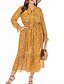 cheap Plus Size Dresses-Women&#039;s A Line Dress Midi Dress Yellow Long Sleeve Floral Summer V Neck Casual Boho 2021 XL XXL 3XL 4XL 5XL 6XL / Plus Size