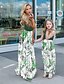 preiswerte New Arrivals-Mama und ich Kleid Blumen Gerüscht Grün Maxi Ärmellos Grundlegend Passende Outfits / Boho / Bedruckt