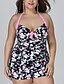 cheap Plus Size Swimwear-Women&#039;s One Piece Tankini Swimsuit Animal White Black Swimwear Bathing Suits / Padded Bras
