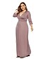 abordables Robes Grandes Tailles  Femme-Femme Robe Fourreau Robe longue maxi Noir Bleu Vin Kaki Manches 3/4 Couleur unie Automne Col en V Sexy 2021 L XL XXL 3XL / Grandes Tailles