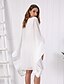 cheap Boho Dresses-Women&#039;s Swing Dress Knee Length Dress White Black 3/4 Length Sleeve Solid Color Layered Fall Summer Round Neck Elegant Casual Cotton 2021 XS S M L XL