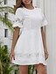 preiswerte Minikleider-Damen A Linie Kleid Minikleid Weiß Kurzarm Volltonfarbe Sommer Rundhalsausschnitt Büro heiß 2021 S M L XL