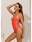preiswerte Einteiler-Damen Badeanzug Ein Stück Normal Bademode Tiefes V Einfarbig Orange Badeanzüge Sexy Online