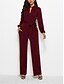 cheap Jumpsuits &amp; Rompers-Women&#039;s Jumpsuit Solid Color Belted Button Front Business Shirt Collar Straight Daily Office Long Sleeve Regular Fit Green Black Wine S M L Fall